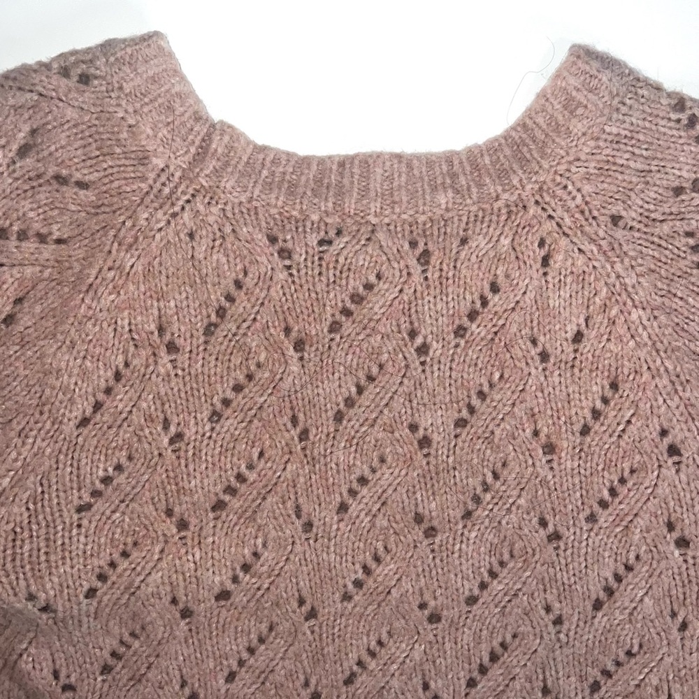 J. Crew Light Pink Pointelle Wool Blend Crew Neck Sweater Sz L - Picture 11 of 13